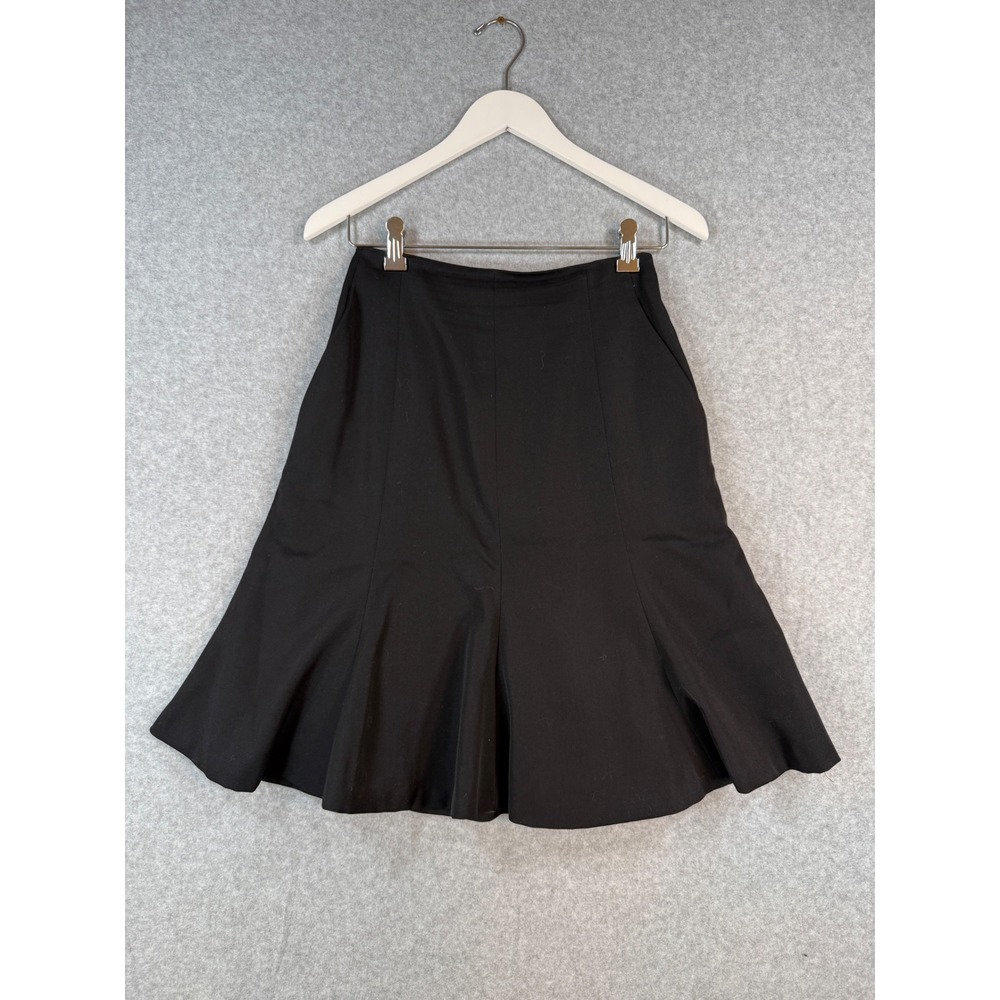 Liz Claiborne 6P Skirt Vintage Dark Academia Wool Fit Flare Black